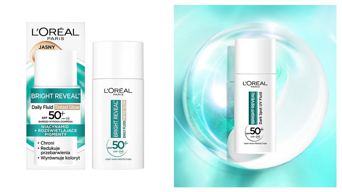 rozświetlający krem z niacynamidem SPF50+ i niewidoczny krem z niacynamidem SPF50+ 
