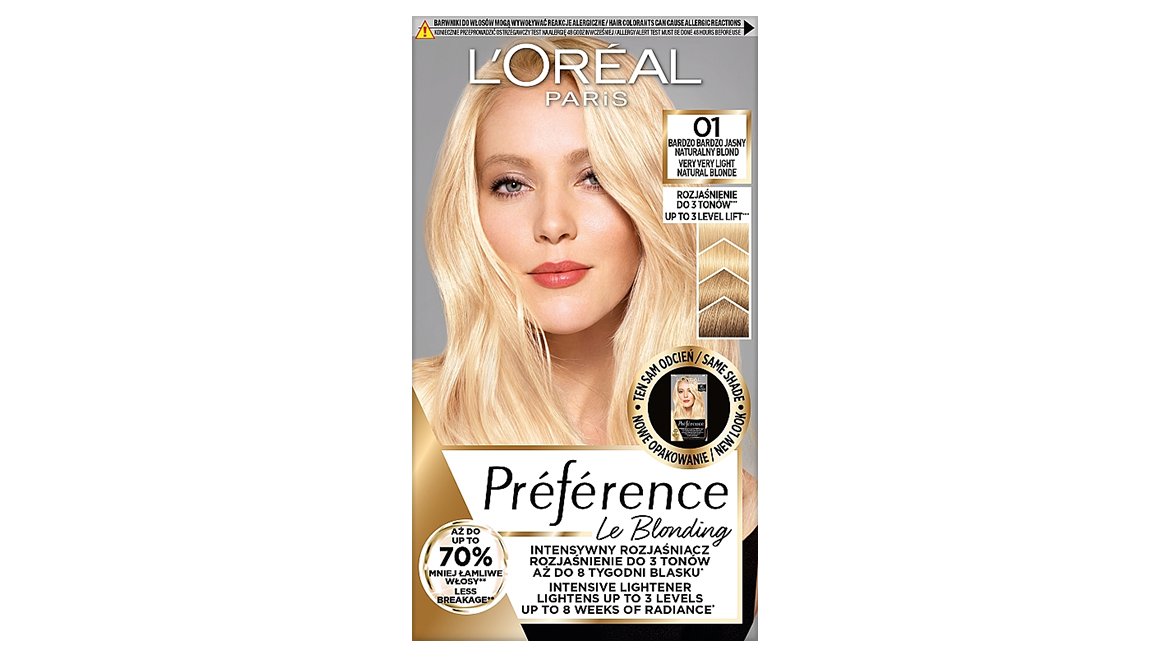 Toner do włosów L’Oréal Paris Préférence Le Blonding 01 Bardzo Bardzo Jasny Naturalny Blond
