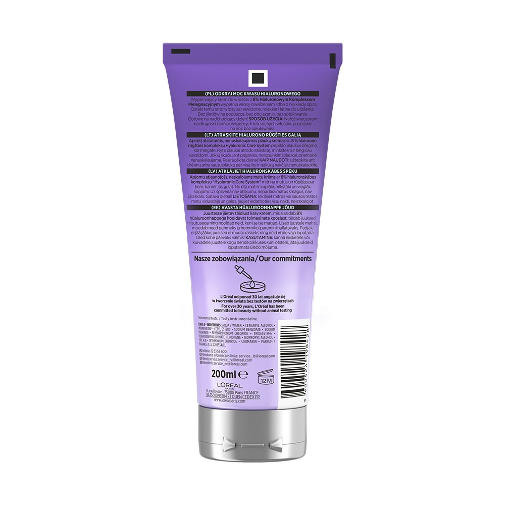 Hyaluron Plump wypełniający krem do włosów na noc bez spłukiwania